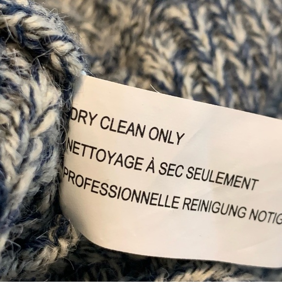 FDJ French Dressing Jeans Blue Gray Marled Knitted Vest Rabbit Fur Trim S / M - Picture 7 of 10